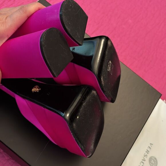 Versace Women's Pink satin Platform Heels, US8 - Picture 9 of 12